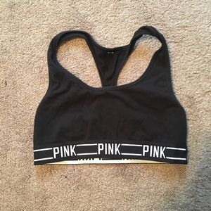 PINK Black Logo Sports Bra